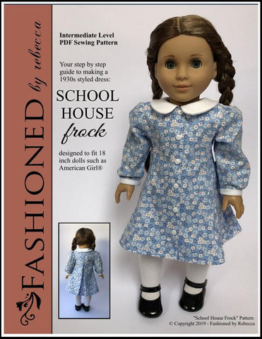 Fashioned by Rebecca 18 Inch Historical School House Frock 18" Doll Clothes Pattern larougetdelisle