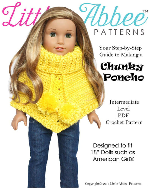 Little Abbee Chunky Poncho Doll Clothes Crochet Pattern 18 ...