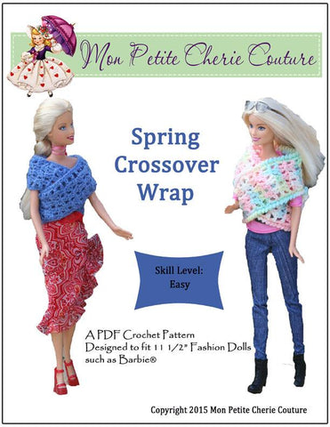 Mon Petite Cherie Couture Barbie Spring Crossover Wrap for 11 1/2" Fashion Dolls Crochet Pattern larougetdelisle