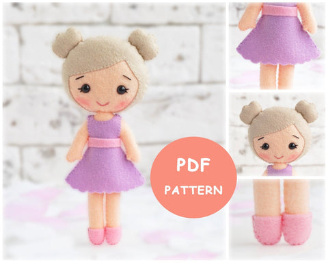 Cute Felt Patterns Cloth doll Abbey 7" Felt Doll Hand Sewing Pattern larougetdelisle