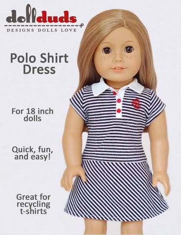 Doll Duds 18 Inch Modern Polo Shirt Dress 18" Doll Clothes Pattern larougetdelisle