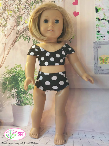 Sweet Pea Fashions 18 Inch Modern Palmetto Swimsuit & Cover-up 18" Doll Clothes Pattern larougetdelisle