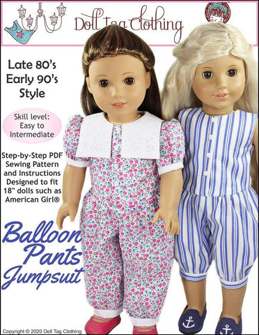 Doll Tag Clothing 18 Inch Historical Balloon Pants Jumpsuit 18" Doll Clothes Pattern larougetdelisle