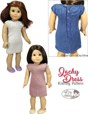 Doll Tag Clothing Knitting Jacky Dress 18" Doll Clothes Knitting Pattern larougetdelisle