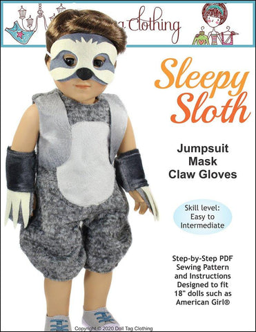 Doll Tag Clothing 18 Inch Modern Sleepy Sloth 18" Doll Clothes Pattern larougetdelisle