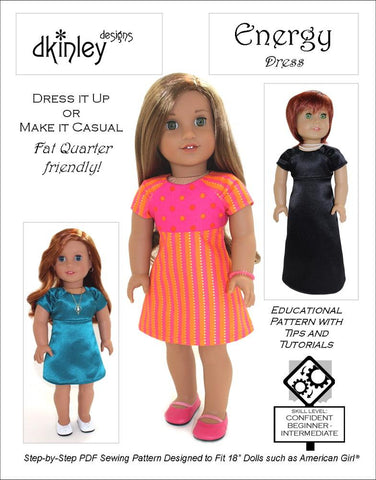 Dkinley Designs 18 Inch Modern Energy Dress 18" Doll Clothes Pattern larougetdelisle