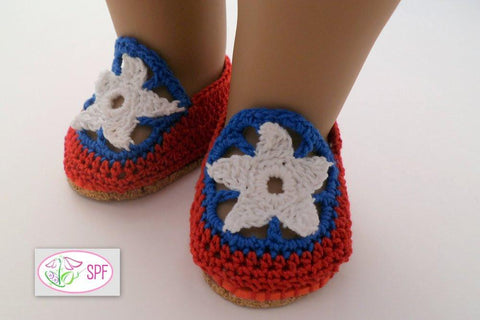Sweet Pea Fashions Crochet Estrella Slip-on Shoes 18" Doll Shoes larougetdelisle