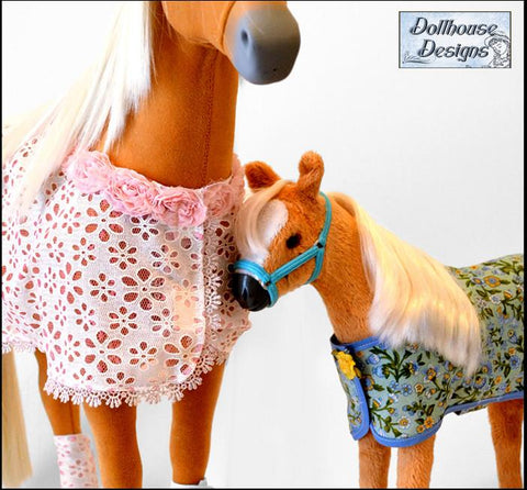 Dollhouse Designs 18 Inch Modern Filly Horse Blanket and Accessories 18" Doll Pet Pattern larougetdelisle