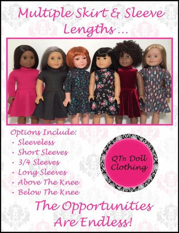 QTπ Doll Clothing 18 Inch Modern Fit & Flare Mock Neck Dress 18" Doll Clothes Pattern larougetdelisle