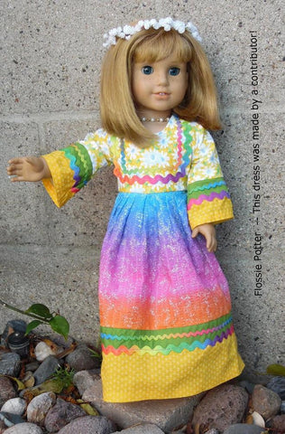 Flossie Potter 18 Inch Historical Flower Child Maxi Dress 18" Doll Clothes larougetdelisle