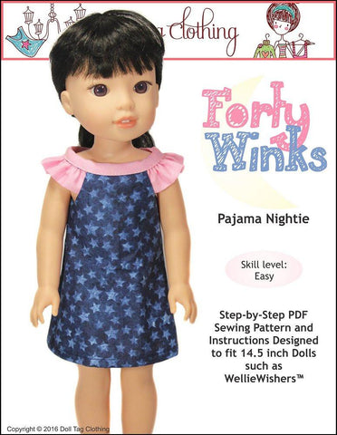 Doll Tag Clothing WellieWishers Forty Winks 14.5" Doll Clothes Pattern larougetdelisle