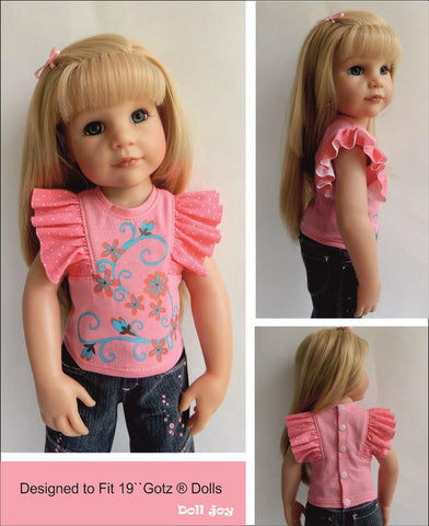 Doll Joy Gotz 19 Inch Flutter Sleeve Top Pattern for 19" Gotz Dolls larougetdelisle