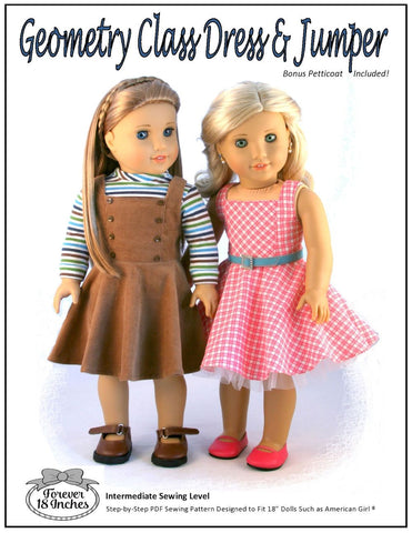 Forever 18 Inches 18 Inch Historical Geometry Class Dress & Jumper 18" Doll Clothes Pattern larougetdelisle