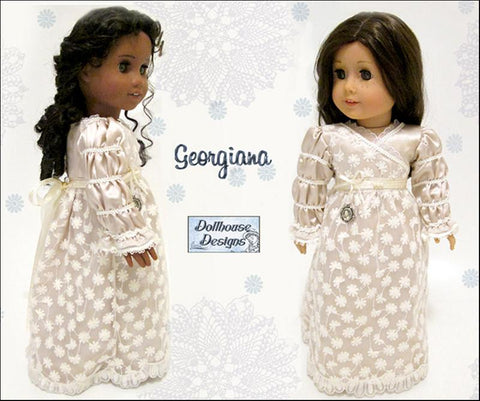 Dollhouse Designs 18 Inch Historical Georgiana 1812 Regency Gown 18" Doll Clothes Pattern larougetdelisle