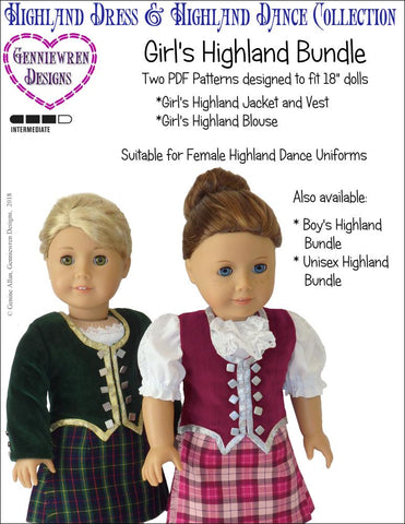 Genniewren 18 Inch Modern Girl's Highland Bundle 18" Doll Clothes Pattern larougetdelisle