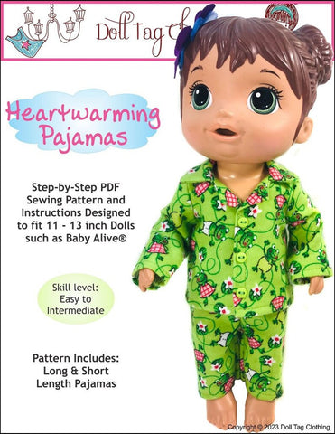 Doll Tag Clothing Baby Alive Doll Heartwarming Pajamas Pattern for 11-13 Inch Baby Alive Dolls larougetdelisle