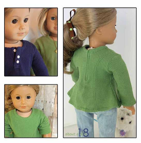 About A Doll 18 18 Inch Modern Long-Sleeve Henley 18" Doll Clothes Pattern larougetdelisle