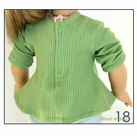 About A Doll 18 18 Inch Modern Long-Sleeve Henley 18" Doll Clothes Pattern larougetdelisle