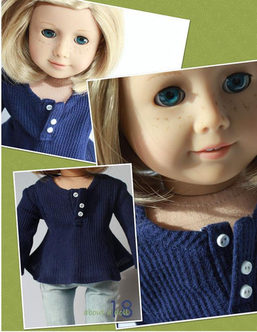 About A Doll 18 18 Inch Modern Long-Sleeve Henley 18" Doll Clothes Pattern larougetdelisle