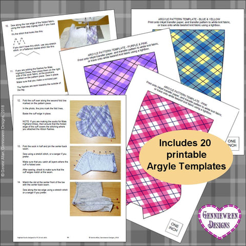 Genniewren 18 Inch Modern Unisex Highland Bundle 18" Doll Clothes Pattern larougetdelisle