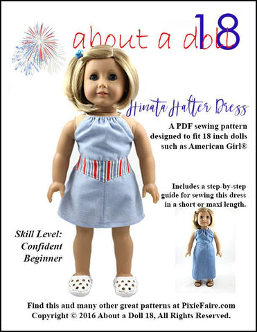 About A Doll 18 18 Inch Modern Hinata Halter Dress 18" Doll Clothes Pattern larougetdelisle