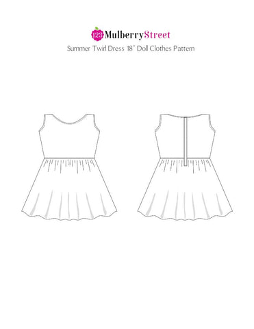 123 Mulberry Street 18 Inch Modern Summer Twirl Dress 18" Doll Clothes Pattern larougetdelisle
