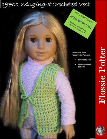 Flossie Potter Crochet 1970s Winging-It Crocheted Vest 18” Doll Crochet Pattern larougetdelisle