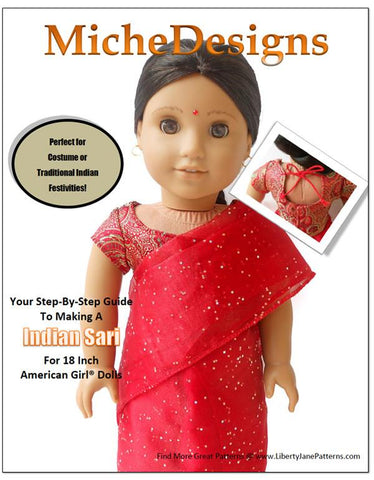 Miche Designs 18 Inch Modern Indian Sari 18" Doll Clothes Pattern larougetdelisle