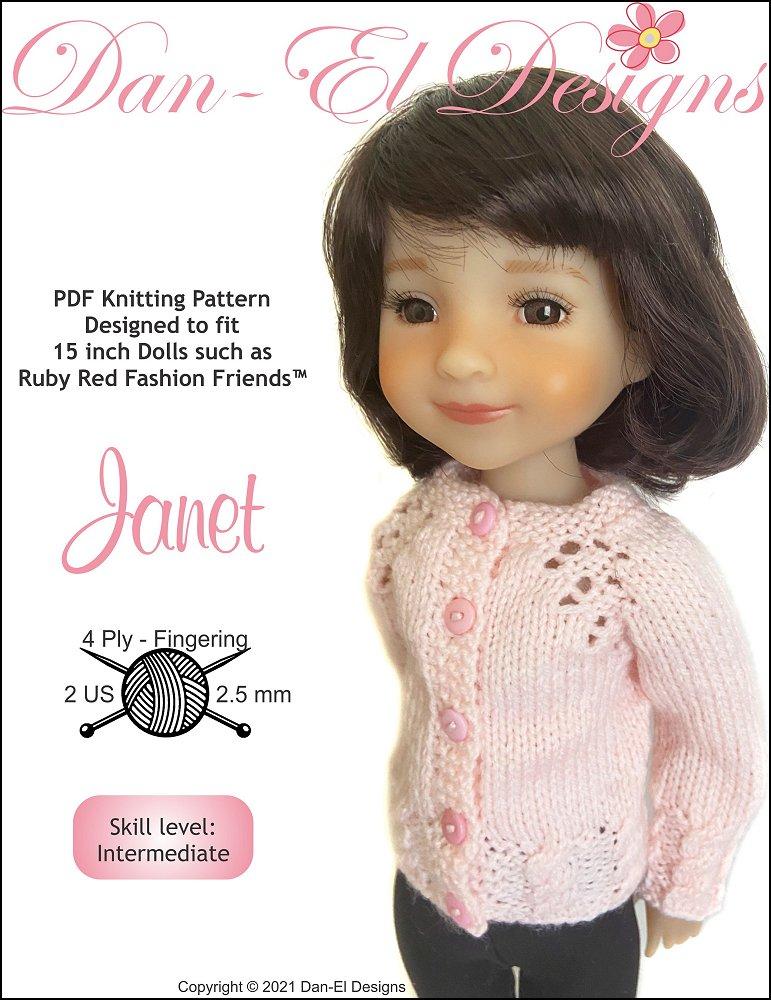 Dan-El Designs Janet Sweater Doll Clothes Knitting Pattern 15 Inch Ruby ...