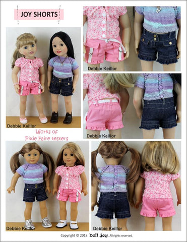 Doll Joy 18 Inch Modern Joy Shorts 18" Doll Clothes Pattern larougetdelisle