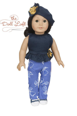 The Doll Loft 18 Inch Modern Left Bank Cafe Top and Pants 18" Doll Clothes Pattern larougetdelisle