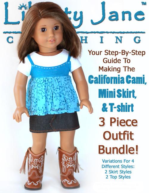 Liberty Jane Cami Mini skirt bundle 18 inch Doll Clothes Pattern PDF ...