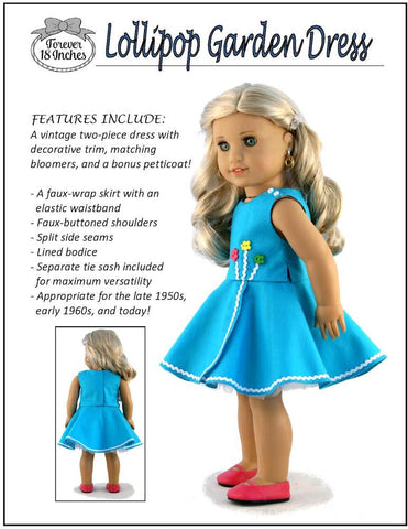 Forever 18 Inches 18 Inch Historical Lollipop Garden Dress 18" Doll Clothes Pattern larougetdelisle