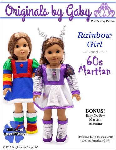 Originals by Gaby 18 Inch Historical 60s Martian & Rainbow Girl 18" Doll Clothes larougetdelisle