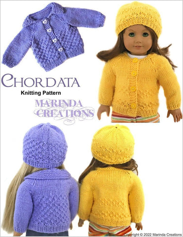 Marinda Creations Knitting Chordata Cardigans & Beanies 18" Doll Clothes Knitting Pattern larougetdelisle