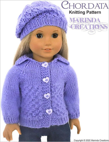 Marinda Creations Knitting Chordata Cardigans & Beanies 18" Doll Clothes Knitting Pattern larougetdelisle