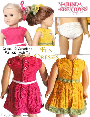 Marinda Creations Knitting Fun Dresses 18" Doll Knitting Pattern larougetdelisle