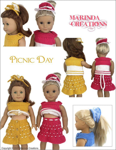 Marinda Creations Knitting Picnic Day 18" Doll Clothes Knitting Pattern larougetdelisle