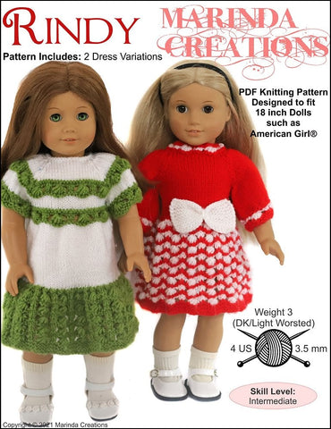 Marinda Creations Knitting Rindy 18" Doll Knitting Pattern larougetdelisle