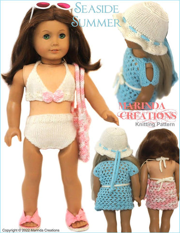 Marinda Creations Knitting Seaside Summer 18" Doll Knitting Pattern larougetdelisle