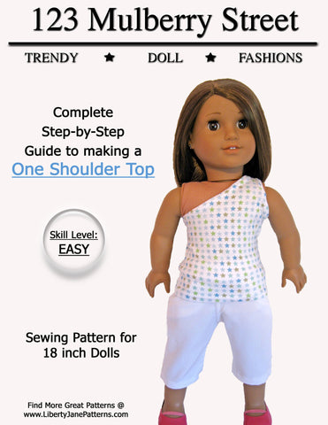 123 Mulberry Street 18 Inch Modern One Shoulder Top 18" Doll Clothes Pattern larougetdelisle