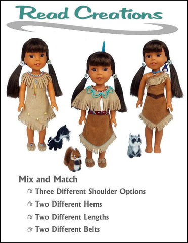 Read Creations WellieWishers Native American Dress 14.5" Doll Clothes Pattern larougetdelisle