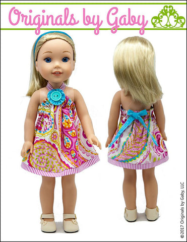 Originals by Gaby WellieWishers Picnic Sundress & Show My Bow Jacket 14.5" Doll Clothes Pattern larougetdelisle