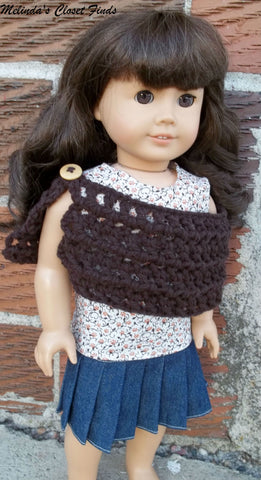 Melinda's Closet Finds Crochet Off-Shoulder Button Wrap 18" Doll Crochet Pattern larougetdelisle
