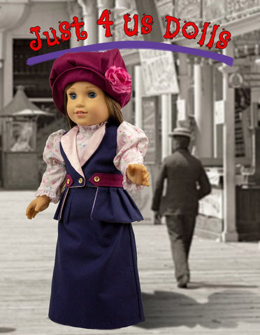 Just 4 Us Dolls 18 inch Historical Edwardian Walking Suit 18" Doll Clothes Pattern larougetdelisle
