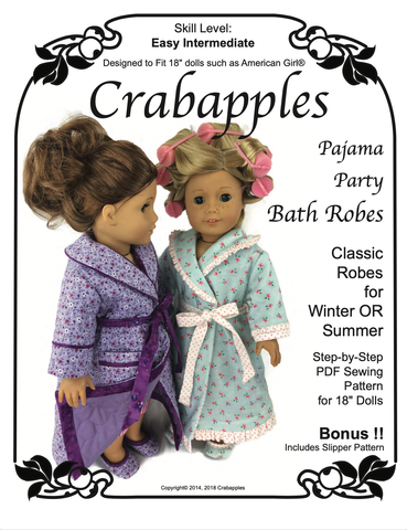 Crabapples BOGO 18 Inch Modern Pajama Party Bathrobes 18" Doll Clothes Pattern larougetdelisle