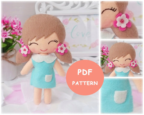 Cute Felt Patterns Hand Sewing Dotty 7" Felt Doll Hand Sewing Pattern larougetdelisle