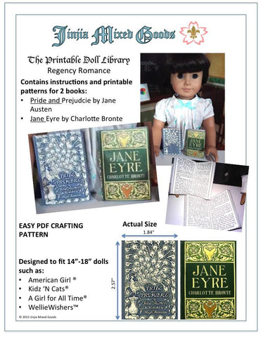 Jinjia Mixed Goods 18 Inch Modern Jane Eyre and Pride and Prejudice Printable Books 14-18" Doll Accessories larougetdelisle