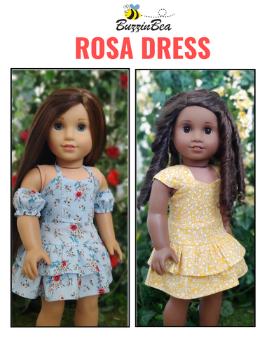 BuzzinBea 18 Inch Modern Rosa Dress 18" Doll Clothes Pattern larougetdelisle