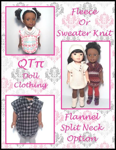 QTπ Doll Clothing WellieWishers Poncho 14.5" Doll Clothes Pattern larougetdelisle